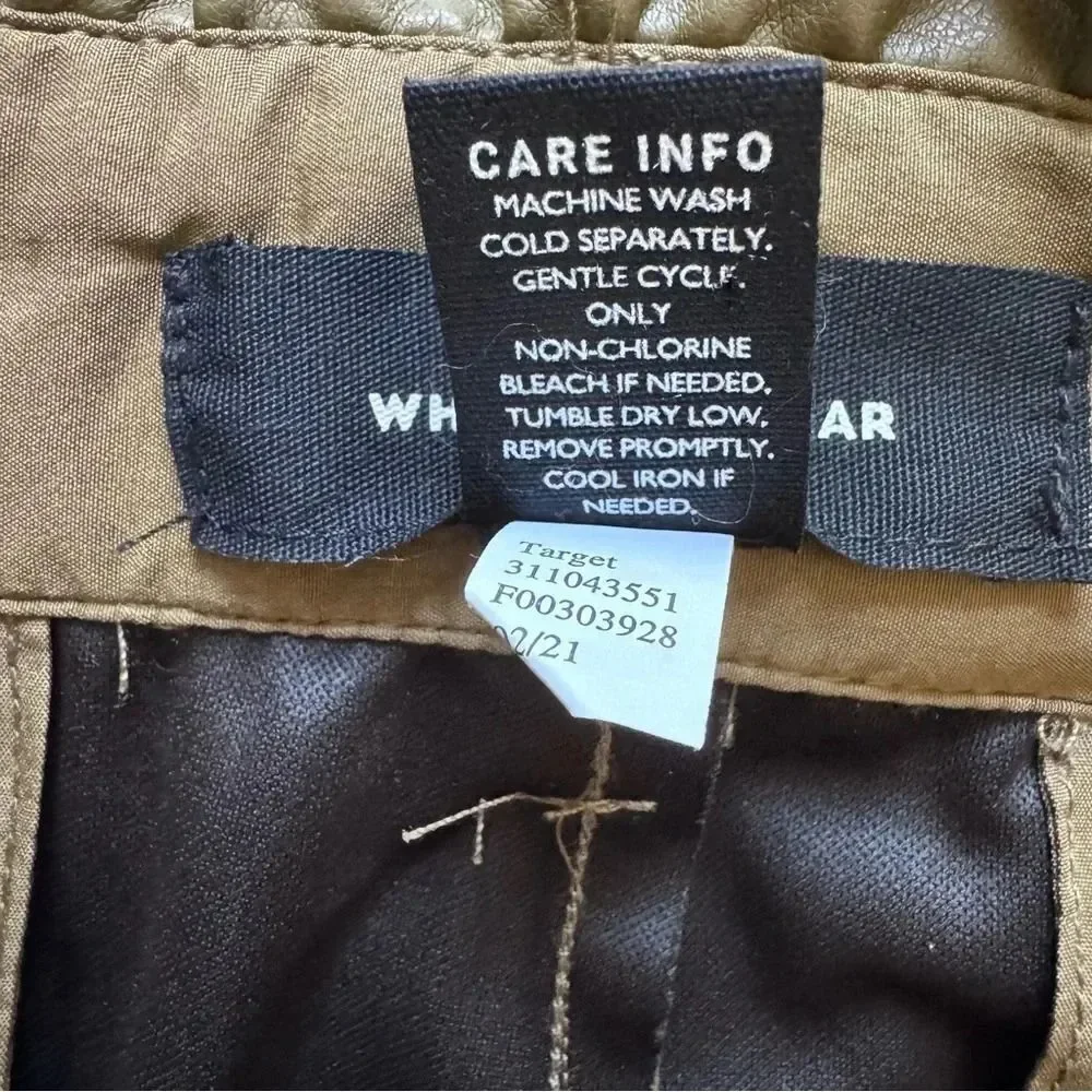 Who What Wear Olive Green Ankle Pants Belted Faux-Leather Paper Bag Trouser 16 - Picture 14 of 14